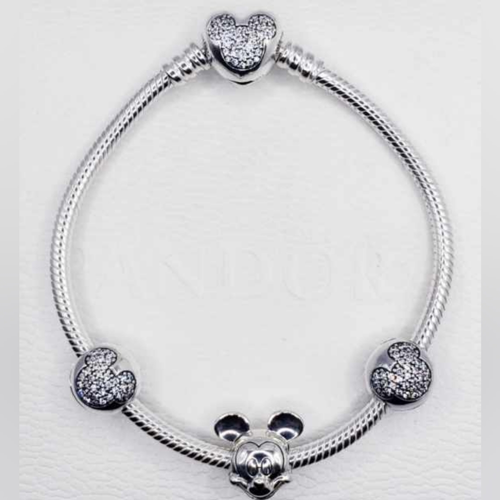 💫4pc Authentic Pandora DISNEY MICKEY BRACELET GIFT SET🎁